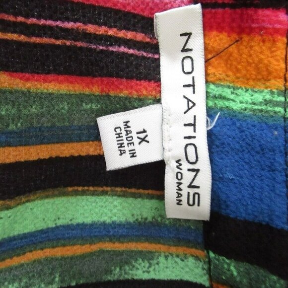 Notations Woman Top 1X Stripe Long Sleeve V Neck Plus Size - Picture 5 of 6